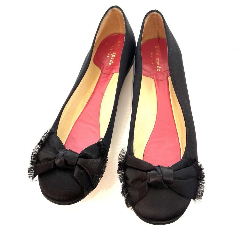 kate spade Black Bow Trim Flat Loafers
